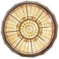 Meyda Lighting Fleur-de-Lite 57" 10-Light Antique Copper & Timeless Bronze Inverted Pendant Light With Multi-Colored Shade Glass