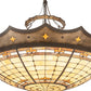 Meyda Lighting Fleur-de-Lite 57" 10-Light Antique Copper & Timeless Bronze Inverted Pendant Light With Multi-Colored Shade Glass