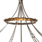 Meyda Lighting Fleur-de-Lite 57" 10-Light Antique Copper & Timeless Bronze Inverted Pendant Light With Multi-Colored Shade Glass
