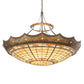 Meyda Lighting Fleur-de-Lite 57" 10-Light Antique Copper & Timeless Bronze Inverted Pendant Light With Multi-Colored Shade Glass