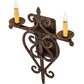 Meyda Lighting Fleur de Lys 15" 2-Light Cimarron Bronze Wall Sconce With Ivory Faux Candlelight