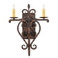 Meyda Lighting Fleur de Lys 15" 2-Light Cimarron Bronze Wall Sconce With Ivory Faux Candlelight