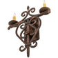 Meyda Lighting Fleur de Lys 15" 2-Light Cimarron Bronze Wall Sconce With Ivory Faux Candlelight