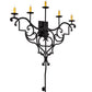 Meyda Lighting Fleur de Lys 36" 5-Light Old Wrought Iron Wall Sconce With Ivory Shade Glass