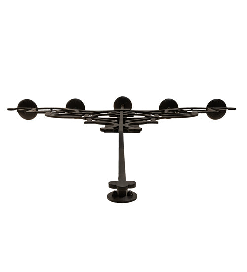 Meyda Lighting Fleur de Lys 36" 5-Light Old Wrought Iron Wall Sconce With Ivory Shade Glass