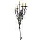 Meyda Lighting Fleur de Lys 36" 5-Light Old Wrought Iron Wall Sconce With Ivory Shade Glass