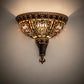 Meyda Lighting Fleur-de-lis 13" 2-Light Mahogany Bronze & Gold Highlight Wall Sconce With Multi-Colored Stained Shade Glass