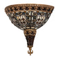 Meyda Lighting Fleur-de-lis 13" 2-Light Mahogany Bronze & Gold Highlight Wall Sconce With Multi-Colored Stained Shade Glass