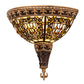 Meyda Lighting Fleur-de-lis 13" 2-Light Mahogany Bronze & Gold Highlight Wall Sconce With Multi-Colored Stained Shade Glass