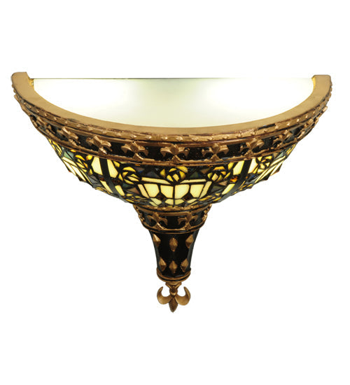 Meyda Lighting Fleur-de-lis 13" 2-Light Wall Sconce With Multi-Colored Shade Glass