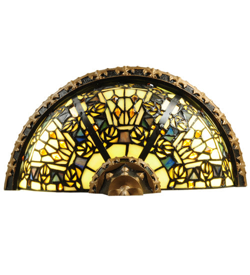 Meyda Lighting Fleur-de-lis 13" 2-Light Wall Sconce With Multi-Colored Shade Glass