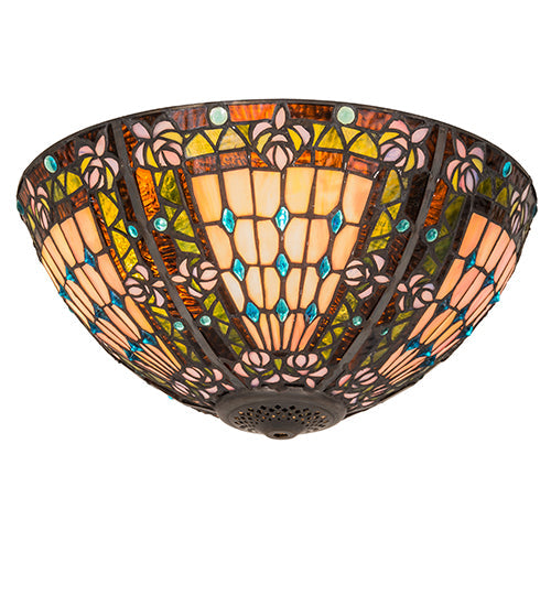 Meyda Lighting Fleur-de-lis 16" 2-Light Wall Sconce With Multi-Colored Shade Glass