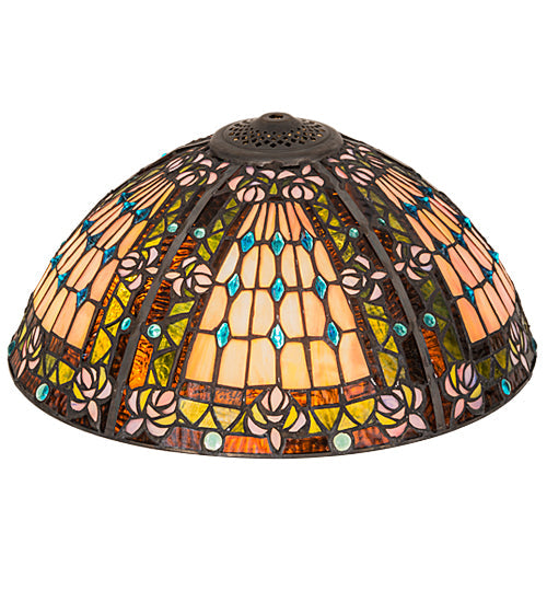 Meyda Lighting Fleur-de-lis 16" Multi-Colored Shade Glass