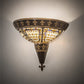 Meyda Lighting Fleur-de-lis 18" 2-Light Copper Vein & Gold Wall Sconce With Multi-Colored Shade Glass