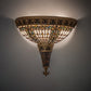 Meyda Lighting Fleur-de-lis 18" 2-Light Mahogany Bronze & Gold Highlight Wall Sconce With Multi-Colored Stained Shade Glass