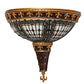 Meyda Lighting Fleur-de-lis 18" 2-Light Mahogany Bronze & Gold Highlight Wall Sconce With Multi-Colored Stained Shade Glass