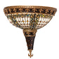 Meyda Lighting Fleur-de-lis 18" 2-Light Mahogany Bronze & Gold Highlight Wall Sconce With Multi-Colored Stained Shade Glass