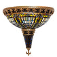 Meyda Lighting Fleur-de-lis 18" 2-Light Mahogany Bronze Wall Sconce With Multi-Colored Stained Shade Glass