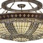 Meyda Lighting Fleur-de-lis 188440 45" 8-Light Copper Vein & Gold Flush Mount Light With Multi-Colored Shade Glass