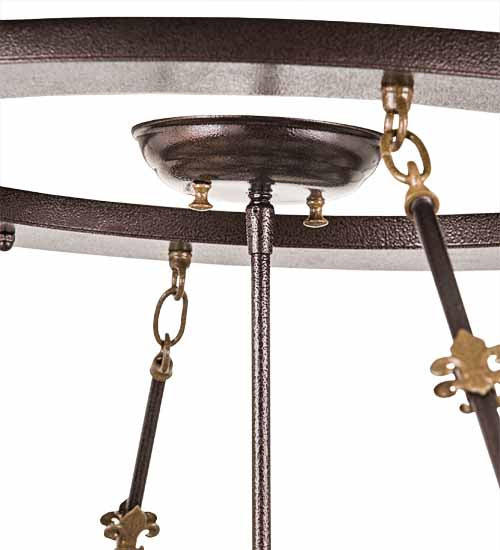 Meyda Lighting Fleur-de-lis 188440 45" 8-Light Copper Vein & Gold Flush Mount Light With Multi-Colored Shade Glass