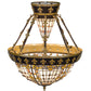Meyda Lighting Fleur-de-lis 19" 6-Light Copper Vein & Gold Semi-flush Mount Ceiling Light With Multi-Colored Shade Glass