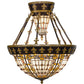 Meyda Lighting Fleur-de-lis 19" 6-Light Copper Vein & Gold Semi-flush Mount Ceiling Light With Multi-Colored Shade Glass