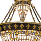 Meyda Lighting Fleur-de-lis 19" 6-Light Copper Vein & Gold Semi-flush Mount Ceiling Light With Multi-Colored Shade Glass