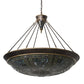 Meyda Lighting Fleur-de-lis 190679 45" 10-Light Copper Vein & Gold Inverted Pendant Light With Multi-Colored Shade Glass