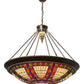 Meyda Lighting Fleur-de-lis 190767 45" 10-Light Copper Vein & Gold Inverted Pendant Light With Multi-Colored Shade Glass