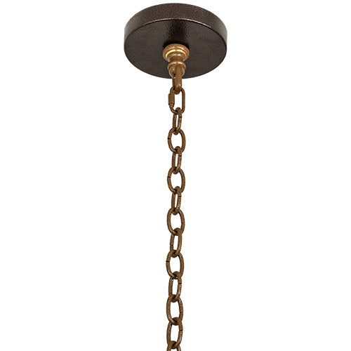 Meyda Lighting Fleur-de-lis 19807 45" 10-Light Copper Vein & Gold Inverted Pendant Light With Multi-Colored Shade Glass