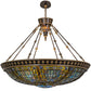 Meyda Lighting Fleur-de-lis 19807 45" 10-Light Copper Vein & Gold Inverted Pendant Light With Multi-Colored Shade Glass