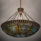 Meyda Lighting Fleur-de-lis 19807 45" 10-Light Copper Vein & Gold Inverted Pendant Light With Multi-Colored Shade Glass