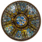 Meyda Lighting Fleur-de-lis 19807 45" 10-Light Copper Vein & Gold Inverted Pendant Light With Multi-Colored Shade Glass