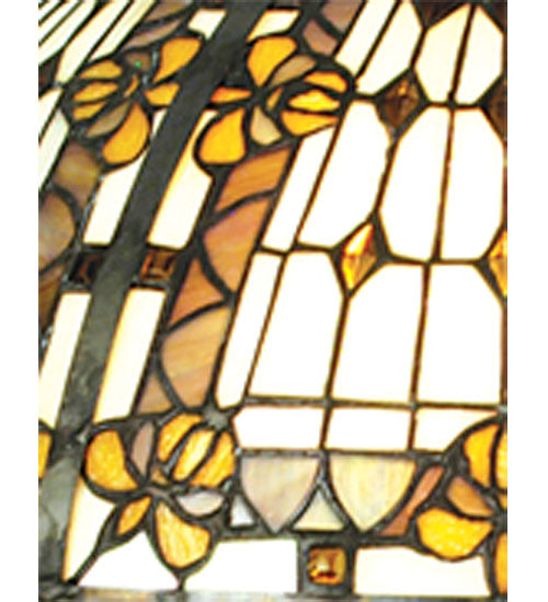Meyda Lighting Fleur-de-lis 23" 2-Light Mahogany Bronze Table Lamp With Multi-Colored Stained Shade Glass