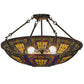 Meyda Lighting Fleur-de-lis 24" 4-Light Oil Rubbed Bronze Semi-flush Mount Ceiling Light With Multi-Colored Shade Glass