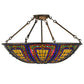 Meyda Lighting Fleur-de-lis 24" 4-Light Oil Rubbed Bronze Semi-flush Mount Ceiling Light With Multi-Colored Shade Glass