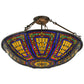 Meyda Lighting Fleur-de-lis 24" 4-Light Oil Rubbed Bronze Semi-flush Mount Ceiling Light With Multi-Colored Shade Glass