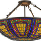 Meyda Lighting Fleur-de-lis 24" 4-Light Oil Rubbed Bronze Semi-flush Mount Ceiling Light With Multi-Colored Shade Glass
