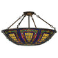 Meyda Lighting Fleur-de-lis 24" 4-Light Oil Rubbed Bronze Semi-flush Mount Ceiling Light With Multi-Colored Shade Glass