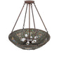 Meyda Lighting Fleur-de-lis 24" 8-Light Mahogany Bronze Inverted Pendant Light With Multi-Colored Shade Glass