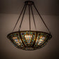 Meyda Lighting Fleur-de-lis 24" 8-Light Mahogany Bronze Inverted Pendant Light With Multi-Colored Shade Glass