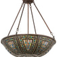 Meyda Lighting Fleur-de-lis 24" 8-Light Mahogany Bronze Inverted Pendant Light With Multi-Colored Shade Glass