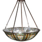 Meyda Lighting Fleur-de-lis 24" 8-Light Mahogany Bronze Inverted Pendant Light With Multi-Colored Shade Glass