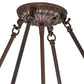 Meyda Lighting Fleur-de-lis 24" 8-Light Mahogany Bronze Inverted Pendant Light With Multi-Colored Shade Glass