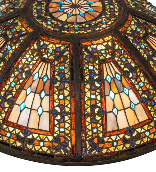 Meyda Lighting Fleur-de-lis 24" Multi-Colored Shade Glass