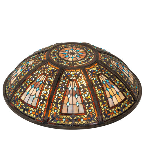 Meyda Lighting Fleur-de-lis 24" Multi-Colored Shade Glass