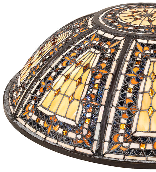 Meyda Lighting Fleur-de-lis 24" Multi-Colored Stained Shade Glass