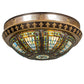 Meyda Lighting Fleur-de-lis 244486 28" 4-Light Copper Vein & Antique Gold Flush Mount Light With Multi-Colored Stained Shade Glass