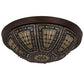 Meyda Lighting Fleur-de-lis 26" 4-Light Mahogany Bronze Flush Mount Light With Multi-Colored Shade Glass