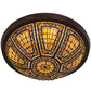 Meyda Lighting Fleur-de-lis 26" 4-Light Mahogany Bronze Flush Mount Light With Multi-Colored Shade Glass